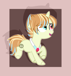 Size: 1500x1600 | Tagged: safe, artist:mint-light, oc, oc only, pony, unicorn, abstract background, colored hooves, female, filly, heterochromia, horn, jewelry, necklace, smiling, solo, unicorn oc
