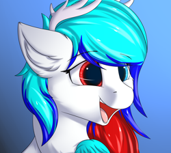 Size: 3342x3000 | Tagged: safe, artist:snowstormbat, oc, oc only, pony, antlers, bust, female, heterochromia, high res, portrait, smiling, solo