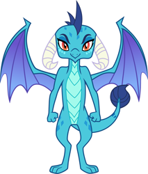 Size: 3494x4095 | Tagged: safe, artist:kmlp, editor:princessember2019, princess ember, dragon, celestial advice, g4, female, fist, looking at you, simple background, smiling, solo, white background