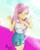 Size: 2800x3500 | Tagged: safe, artist:danielitamlp, fluttershy, equestria girls, g4, my little pony equestria girls: better together, breasts, busty fluttershy, clothes, crepuscular rays, cute, eyes closed, female, high res, shorts, shyabetes, signature, smiling, solo