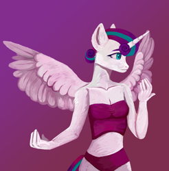 Size: 1670x1700 | Tagged: safe, artist:ske, princess flurry heart, alicorn, anthro, g4, female, gradient background, mare, midriff, older, older flurry heart, solo, tube top