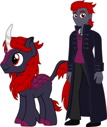 Size: 2517x2986 | Tagged: safe, artist:shadymeadow, oc, oc only, oc:vampire eclipse, kirin, equestria girls, g4, high res, kirin oc, male, red and black oc, red eyes, simple background, solo, transparent background