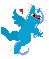 Size: 2700x3200 | Tagged: safe, artist:kalimoo-art, oc, oc:fleurbelle, alicorn, butterfly, pony, adorabelle, alicorn oc, butterfly on nose, chibi, cute, ear fluff, female, high res, horn, insect on nose, mare, simple background, solo, transparent background, wings, yellow eyes