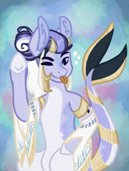 Size: 1536x2048 | Tagged: safe, artist:artfestation, oc, oc only, earth pony, pony, augmented tail, horns, solo, tongue out