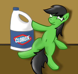 Size: 761x725 | Tagged: safe, artist:eels, oc, oc:filly anon, pony, bleach, clorox, female, filly, ponified, solo