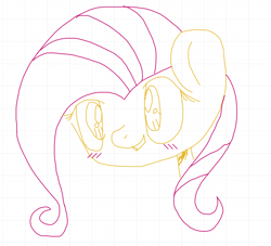 Size: 808x734 | Tagged: artist needed, safe, fluttershy, g4, blushing, chibi, colored lineart, cute, whiteboard fox
