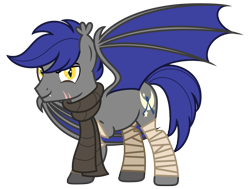 Size: 8997x6812 | Tagged: safe, artist:estories, oc, oc only, oc:nightfall, bat pony, pony, g4, absurd resolution, clothes, male, scarf, simple background, solo, stallion, transparent background
