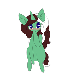 Size: 1000x1000 | Tagged: safe, artist:kaggy009, oc, oc only, oc:peppermint pattie (unicorn), pony, unicorn, ask peppermint pattie, blushing, female, mare, simple background, solo, tumblr, white background