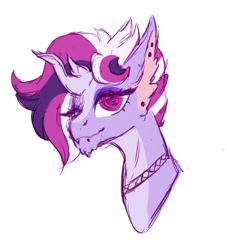 Size: 459x505 | Tagged: safe, artist:quartzel, oc, oc only, oc:quartzel, dracony, dragon, hybrid, pony, choker, ear piercing, earring, jewelry, looking at you, male, nonbinary, one eye closed, piercing, simple background, sketch, solo, transparent background, wink