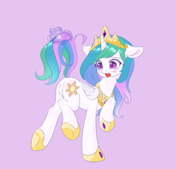 Size: 2392x2296 | Tagged: safe, artist:aimmeblue, princess celestia, alicorn, pony, adorable distress, blushing, butt, cewestia, confused, cute, cutelestia, featureless crotch, female, filly, floppy ears, folded wings, head turn, high res, hoof shoes, implied princess luna, jewelry, looking at self, looking at something, looking back, magic, offscreen character, open mouth, peytral, pink background, plot, raised hoof, regalia, simple background, solo, standing, tail, tail pull, teary eyes, telekinesis, wings, younger