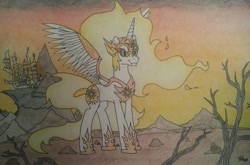 Size: 1355x894 | Tagged: safe, artist:iistarshineii, daybreaker, alicorn, pony, g4, atg 2020, canterlot, female, mare, newbie artist training grounds, peytral, solo, traditional art