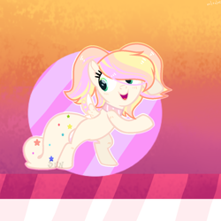 Size: 1200x1200 | Tagged: safe, artist:mint-light, oc, oc only, pegasus, pony, abstract background, bipedal, choker, dancing, open mouth, pegasus oc, smiling, solo, wings