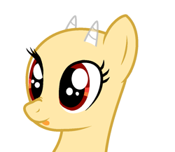Size: 1005x874 | Tagged: safe, artist:mint-light, oc, oc only, pony, :p, bald, base, bust, eyelashes, horns, solo, tongue out
