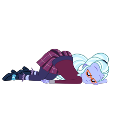 Size: 2952x2952 | Tagged: safe, artist:gmaplay, sugarcoat, equestria girls, g4, ass, ass up, butt, clothes, crystal prep academy uniform, cute, face down ass up, female, high res, plaid skirt, pleated skirt, school uniform, simple background, skirt, sleeping, solo, sugarcheeks, sugarcute, transparent background