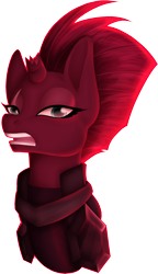 Size: 1366x2374 | Tagged: safe, artist:youmisama13, tempest shadow, pony, unicorn, g4, broken horn, bust, clothes, eye scar, female, horn, mare, open mouth, scar, simple background, solo, transparent background