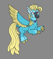 Size: 703x779 | Tagged: safe, artist:phobicalbino, oc, oc only, unnamed oc, classical hippogriff, hippogriff, colored hooves, colored wings, colored wingtips, flying, hippogriff oc, jewelry, necklace, solo