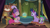 Size: 2100x1181 | Tagged: safe, screencap, pinkie pie, spike, twilight sparkle, dragon, earth pony, pony, unicorn, g4, it's about time, season 2, crystal ball, cushion, eyes closed, female, fortune teller, madame pinkie, male, mare, table, tent, trio, turban, unicorn twilight