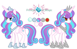 Size: 1280x814 | Tagged: safe, artist:picturewithsound, princess flurry heart, alicorn, pony, armor, corrupted, crown, female, jewelry, mare, older, older flurry heart, reference sheet, regalia, simple background, solo, sombra eyes, transparent background