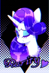 Size: 575x850 | Tagged: safe, artist:stacy_165cut, rarity, pony, unicorn, g4, female, heart, one eye closed, solo, text, wink