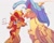 Size: 1280x1014 | Tagged: safe, artist:yuyusunshine, princess skystar, sunset shimmer, classical hippogriff, hippogriff, pony, unicorn, g4, my little pony: the movie, female, lesbian, shipping, skyset