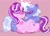 Size: 2100x1500 | Tagged: safe, artist:marrstarr_, starlight glimmer, trixie, pony, unicorn, g4, blushing, boop, cuddling, female, glowing horn, heart, horn, lesbian, lying down, noseboop, ship:startrix, shipping, smiling