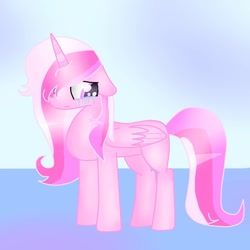 Size: 1080x1080 | Tagged: safe, artist:princessesmeraldaofficial, oc, oc only, alicorn, pony, alicorn oc, crying, female, horn, mare, parent:princess cadance, solo, wings