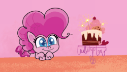Size: 800x450 | Tagged: safe, screencap, pinkie pie, earth pony, pony, my little pony: pony life, pony life, princess probz, animated, behaving like a dog, cake, cute, diapinkes, eyes on the prize, female, food, gif, solo, tail wag