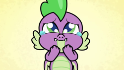 Size: 1920x1080 | Tagged: safe, screencap, spike, dragon, cute-pocalypse meow, g4.5, my little pony: pony life, crying, cute, male, solo, spikabetes, tears of joy, winged spike, wings