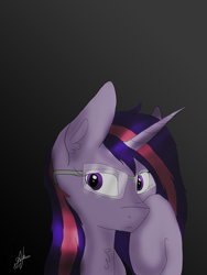 Size: 5400x7200 | Tagged: artist needed, source needed, safe, oc, oc only, oc:lina phantom, pony, unicorn, bust, glasses, horn, looking at you, not twilight sparkle, portrait, unicorn oc