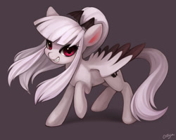 Size: 900x720 | Tagged: safe, artist:ciciya, oc, oc only, oc:kia, pegasus, pony, female, raised hoof, simple background, smiling, solo, two toned wings, wings
