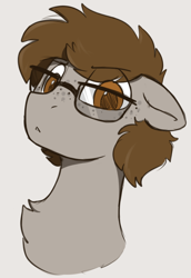 Size: 550x800 | Tagged: safe, artist:crimmharmony, oc, oc only, oc:stitched laces, earth pony, pony, glasses, male, not littlepip, simple background, sketch, solo
