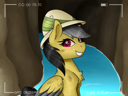 Size: 2000x1500 | Tagged: safe, artist:monsoonvisionz, daring do, pegasus, pony, g4, adventure, cave, chest fluff, colored wings, female, solo, spelunking, water, wings