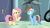 Size: 1920x1080 | Tagged: safe, screencap, fluttershy, rainbow dash, pegasus, pony, daring doubt, g4, bag, hoof in air, saddle bag