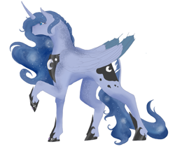 Size: 2693x2296 | Tagged: safe, artist:t3ssrina, princess luna, pony, g4, coat markings, dappled, ethereal mane, female, galaxy mane, high res, jewelry, regalia, solo