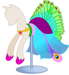 Size: 1021x1103 | Tagged: safe, artist:tashimenefuseart, oc, oc only, oc:ellie the peacock princess, clothes, dress, no pony, peacock feathers, simple background, transparent background