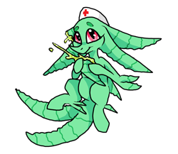 Size: 2332x2024 | Tagged: safe, artist:smirk, oc, oc only, oc:aloe, original species, plant pony, blood, cute, high res, ms paint, nurse, plant, simple background, solo, transparent background