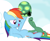 Size: 3467x2844 | Tagged: safe, artist:porygon2z, rainbow dash, tank, pegasus, pony, reptile, tortoise, g4, cloud, female, high res, male, mare, no shell, on back, playing, shell, teasing
