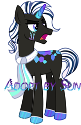 Size: 2600x4000 | Tagged: safe, artist:mint-light, oc, oc only, pony, unicorn, clothes, hoof polish, horn, looking back, makeup, male, open mouth, running makeup, scarf, simple background, solo, stallion, unicorn oc, watermark, white background