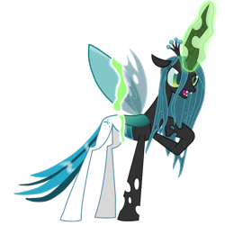 Size: 900x900 | Tagged: safe, artist:cakehooves, queen chrysalis, oc, oc only, oc:papillon, changeling, flutter pony, g4, magic, simple background, solo, transparent background