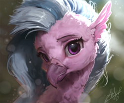 Size: 1080x900 | Tagged: safe, artist:assasinmonkey, silverstream, classical hippogriff, hippogriff, g4, beautiful, bust, digital painting, female, fluffy, looking at you, portrait, solo