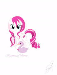 Size: 1536x2048 | Tagged: safe, artist:poshpegasus, diamond rose, bird, pegasus, pony, swan, g4, jewelry, necklace, solo, wings