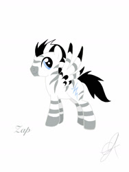 Size: 1800x2400 | Tagged: safe, artist:poshpegasus, oc, oc only, oc:zap, hybrid, pegasus, pony, zebra, pegasus oc, solo, wings, zebra oc