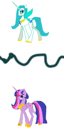 Size: 400x803 | Tagged: safe, artist:linda0808, queen chrysalis, twilight sparkle, oc, oc:papillon, alicorn, flutter pony, pony, g4, flutter pony alicorn, princess chrysalis, twilight sparkle (alicorn)