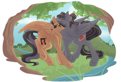 Size: 7392x5000 | Tagged: safe, artist:amazing-artsong, oc, oc only, oc:antares, oc:artsong, pegasus, pony, absurd resolution, female, male, mare, simple background, stallion, transparent background, tree