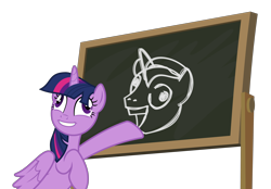 Size: 4380x3057 | Tagged: safe, artist:sollace, derpibooru exclusive, party favor, twilight sparkle, alicorn, pony, g4, my little pony: friendship is magic, the hooffields and mccolts, .svg available, chalkboard, derp, drawing, exploitable meme, female, i didn't listen, image macro, mare, meme, pointing, show accurate, simple background, solo, transparent background, twilight sparkle (alicorn), vector