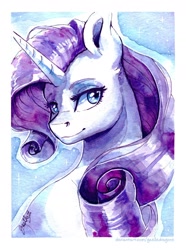 Size: 1600x2147 | Tagged: safe, artist:gaelledragons, rarity, pony, unicorn, g4, bust, female, mare, portrait, solo, traditional art