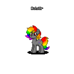 Size: 400x400 | Tagged: safe, oc, oc only, oc:colour, pony, pony town, animated, colorful, female, pixel art, pony oc, rainbow, simple background, solo, transparent background