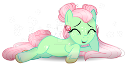 Size: 1280x641 | Tagged: safe, artist:tired-horse-studios, oc, oc only, oc:taffy sweets, earth pony, pony, base used, deviantart watermark, female, mare, obtrusive watermark, prone, simple background, solo, transparent background, watermark