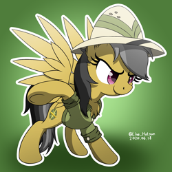 Size: 1600x1600 | Tagged: safe, artist:livehotsun, daring do, pegasus, pony, g4, chest fluff, clothes, cute, daring dorable, ear fluff, female, hat, mare, pith helmet, smiling, solo