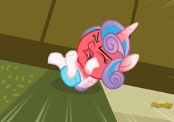 Size: 600x422 | Tagged: safe, screencap, princess flurry heart, alicorn, pony, a flurry of emotions, g4, angry, angry baby, baby, baby alicorn, baby flurry heart, baby pony, cloth diaper, diaper, eyes tightly closed, female, filly, flailing, fury heart, infant, kicking, ponyville hospital, red face, screaming, tantrum, temper tantrum